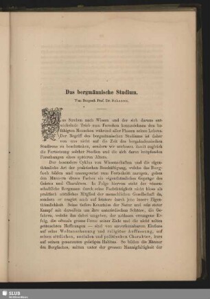 Das bergmännische Studium