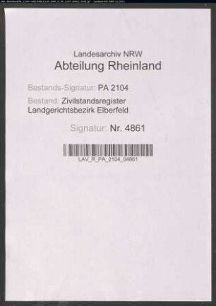 Geburtsregister Wermelskirchen