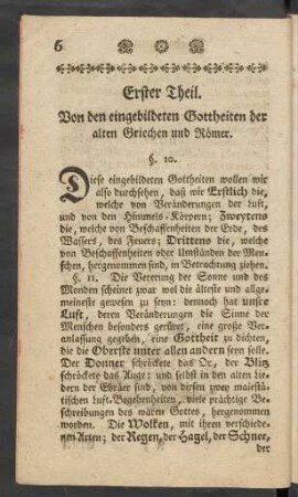 Erster Theil. Von den eingebildeten Gottheiten der alten Griechen und Römer