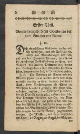 Erster Theil. Von den eingebildeten Gottheiten der alten Griechen und Römer