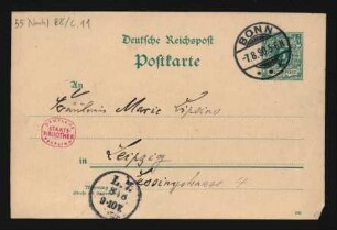 Postkarte an La Mara : 07.08.1890
