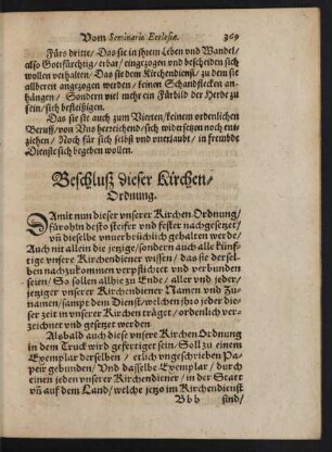 Beschluß dieser Kirchen-Ordnung.
