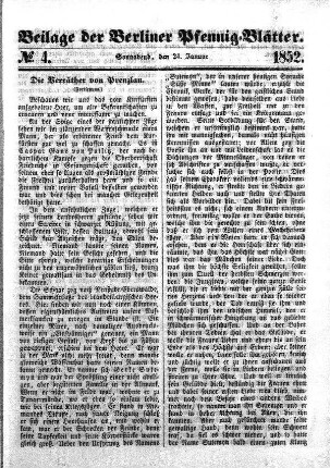 Beilage: No. 4, Sonnabend, den 24. Januar