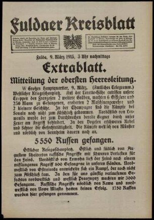 Zweite Ausgabe vom Dienstag, den 09. März 1915.