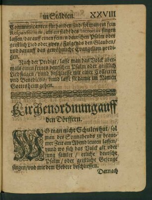 Kirchenordnung auff den Dörffern.