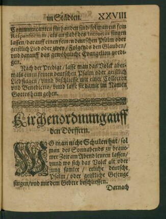 Kirchenordnung auff den Dörffern.