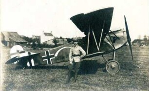 Fotopostkarte eines Fokker-D-VII-Jagdflugzeugs