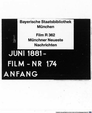 Neueste Nachrichten. 1881, [2] = 11. Juni - 13. Nov