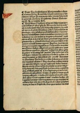 1v-2v, Frater Jacobusphilippus Bergomensis ordinis Eremitarum...