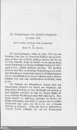 Die Verhandlungen über Sachsens Neutralität im Jahre 1790 : Nach den Acten des Königl. Sächs. Staatsarchivs