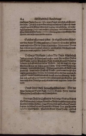Unnd seynd diese hernachgeschriebene/ Wir der Chur:Fürsten und Ständt Räth/ Praelaten, Graven/ Herrn/ unnd der Abwesenden Pottschafften und Gewalthabere