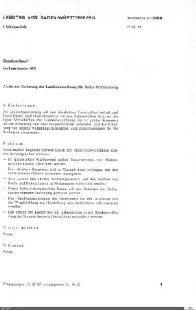 Gesetzentwurf der SPD zur Änderung der Landesbauordnung