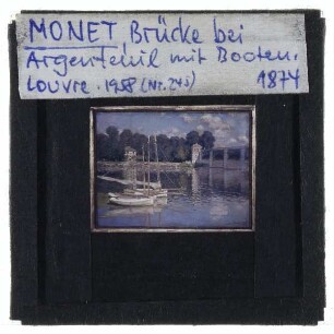 Monet, Die Eisenbahnbrücke bei Argenteuil mit Booten