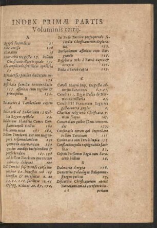 Index Primae Partis Voluminis tertii.