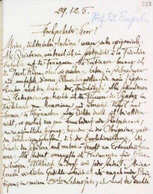Brief an Eduard Engel