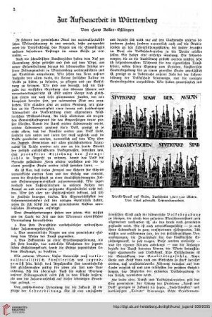 N.F. 18.1938: Zur Aufbauarbeit in Württemberg