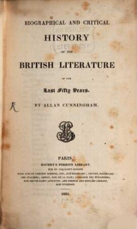 Biographical and critical history of the British literature of the last fifty years