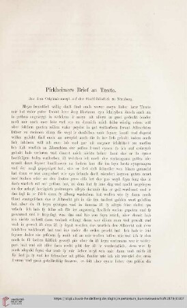 Pirkheimers Brief an Tzerte. Aus dem Originalconcept auf der Stadtbibliothek zu Nürnberg