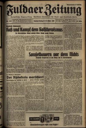 Erste Ausgabe vom Samstag, den 17. Oktober 1936.