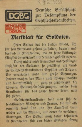 Merkblatt für Soldaten