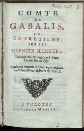 Comte De Gabalis, ou Entretiens Sur Les Sciences Secretes