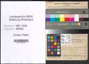 Entnazifizierung Peter Eichel , geb. 31.10.1900 (Baecker)