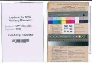 Entnazifizierung Franziska Haferkamp , geb. 12.01.1911 (Lehrerin)
