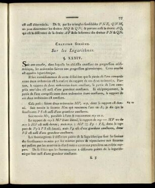 Chapitre Sixième. Sur les Logarithmes.