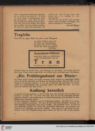 Tragödie : Tran 22, gegen Herrn Dr. phil. et. med. Weygandt