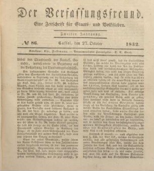 № 86. Cassel, den 27. October 1832.