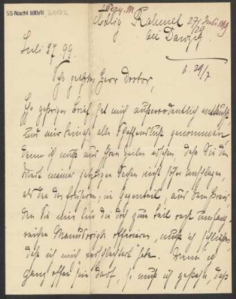Brief an B. Schott's Söhne : 27.07.1899