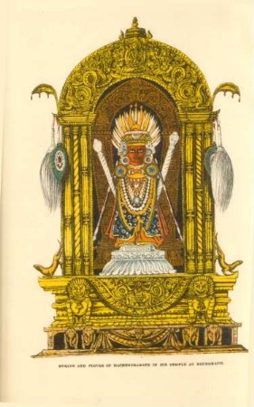 Shrine and figure of Machendranth in his temple at Bhungmatti