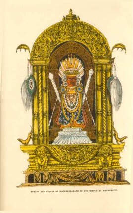 Shrine and figure of Machendranth in his temple at Bhungmatti