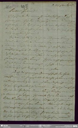 Eigenh. Brief von August Wilhelm von Schlegel an Ludwig Tieck, Coppet, 22.04.1812