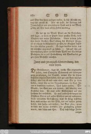 Zwey und zwanzigste Unterredung, den 6ten April.