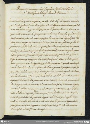 [Faszikel 2:] Risposta intercetta del Cavaliere Carandini Residente al Manifesto del Signor Duca di Parma