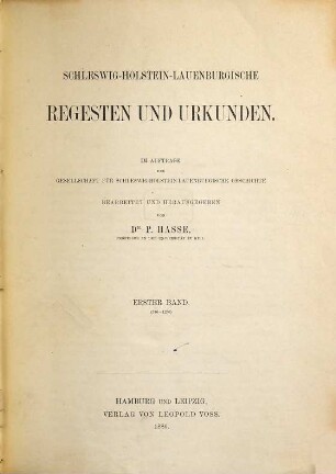 Schleswig-Holstein-Lauenburgische Regesten und Urkunden, 1. 786 - 1250