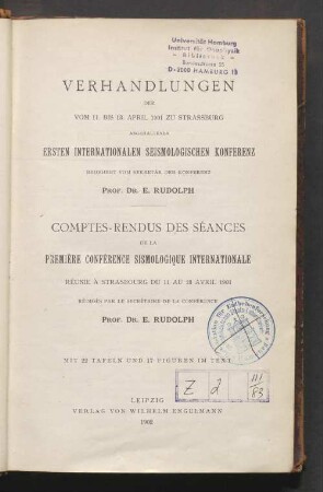 1.1902: Beiträge zur Geophysik / Ergänzungsband : Zeitschr. für physikalische Erdkunde ; zugl. Organ d. Kaiserlichen Hauptstation für Erdbebenforschung zu Straßburg i. E