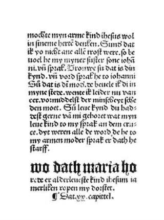 wo dath maria horede er alderleveste kind ihesum iamerliken ropen my dorstet. Dat xx. capittel