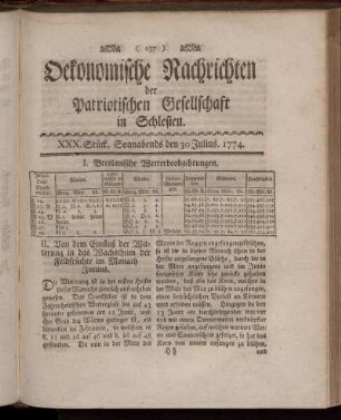 XXX. Stück. Sonnabends den 30 Julius. 1774.