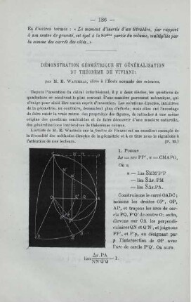 DÉMONSTRATION GÉOMÉTRIQUE ET GÉNÉRALISATION DU THÉORÈME DE VIVIANI.
