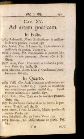 Cap. XV. Ad artem poeticam.