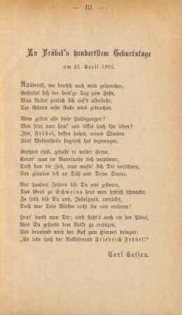 Zu Fröbel's hundertstem Geburtstage am 21. April 1882