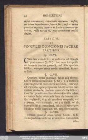 Caput VI. De Singulis Concionis Sacrae Partibus.