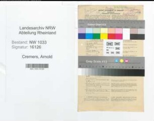Entnazifizierung Arnold Cremers , geb. 07.03.1892 (Polizeibeamter)