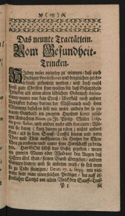 Das neunte Tractätlein. Vom Gesundheit-Trincken