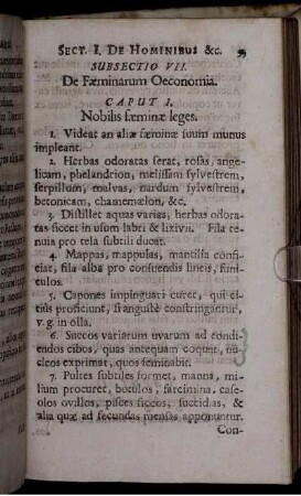 Subsectio VII. De Faeminarum Oeconomia