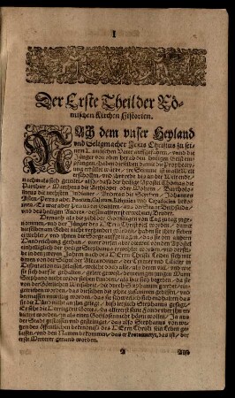 Der Erste Theil der Römischen Kirchen Historien.