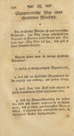 Charakteristische Züge eines christlichen Ministers