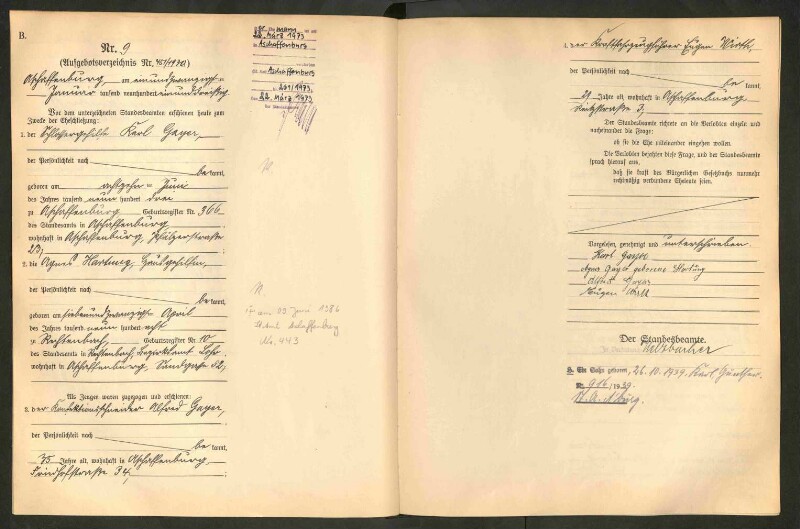 Standesamtsbuch der Stadt Aschaffenburg: Eheschließungen 252/1930 - 130/1931